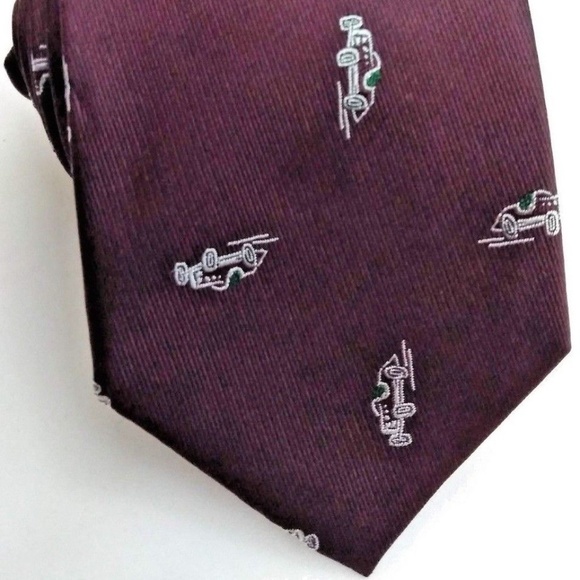 Mens Burgundy Banana Republic Cars 100% Silk Tie - Picture 1 of 6